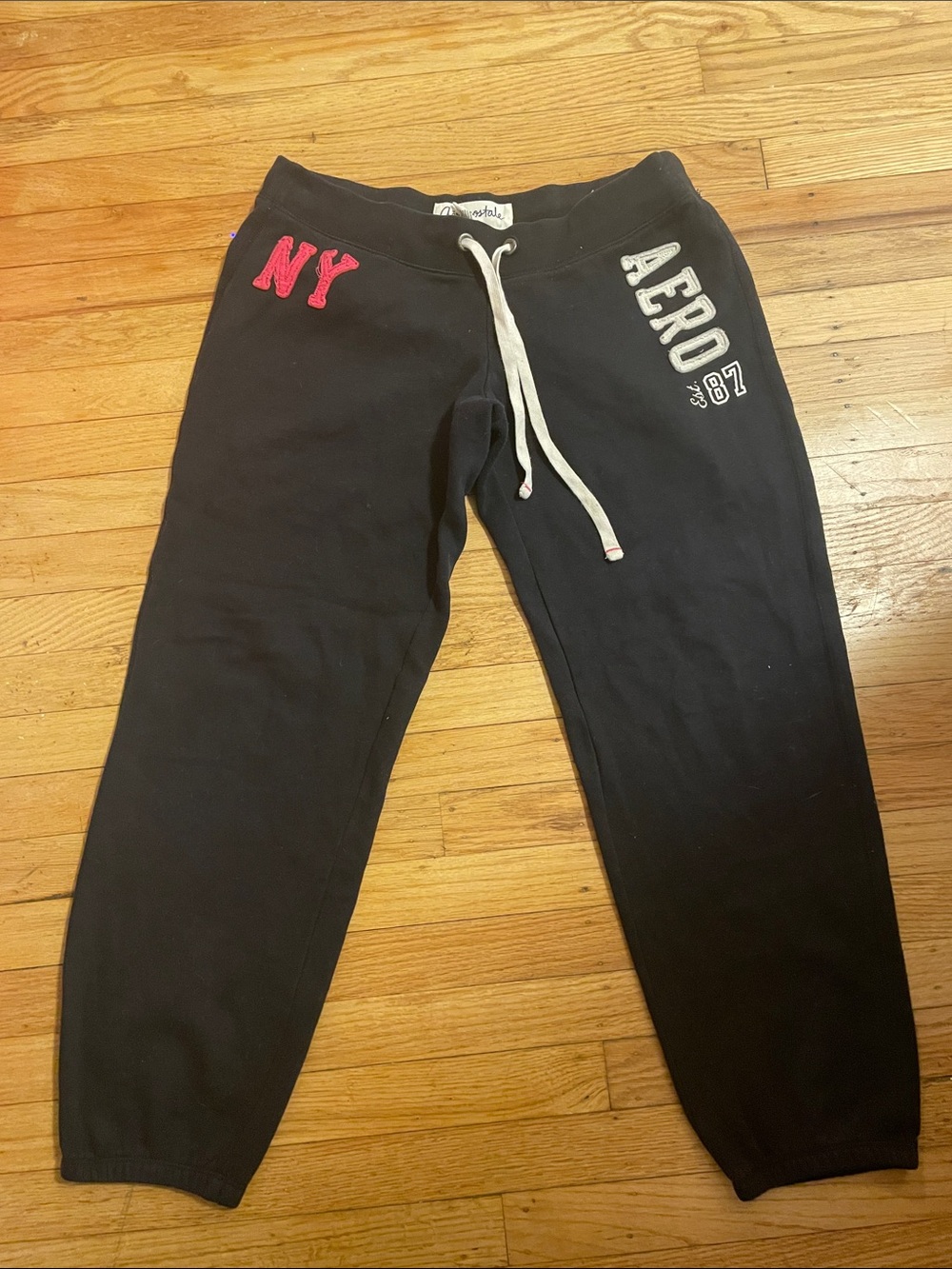 Aeropostale Black Kids Joggers with NY Patch and Drawstring